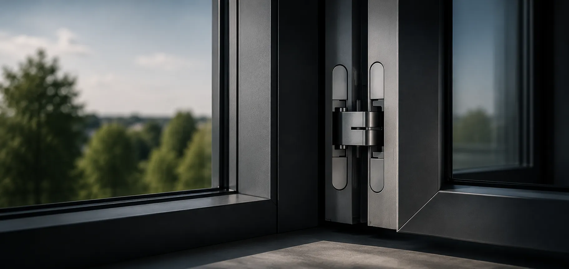 Hidden hinge installation for plastic windows