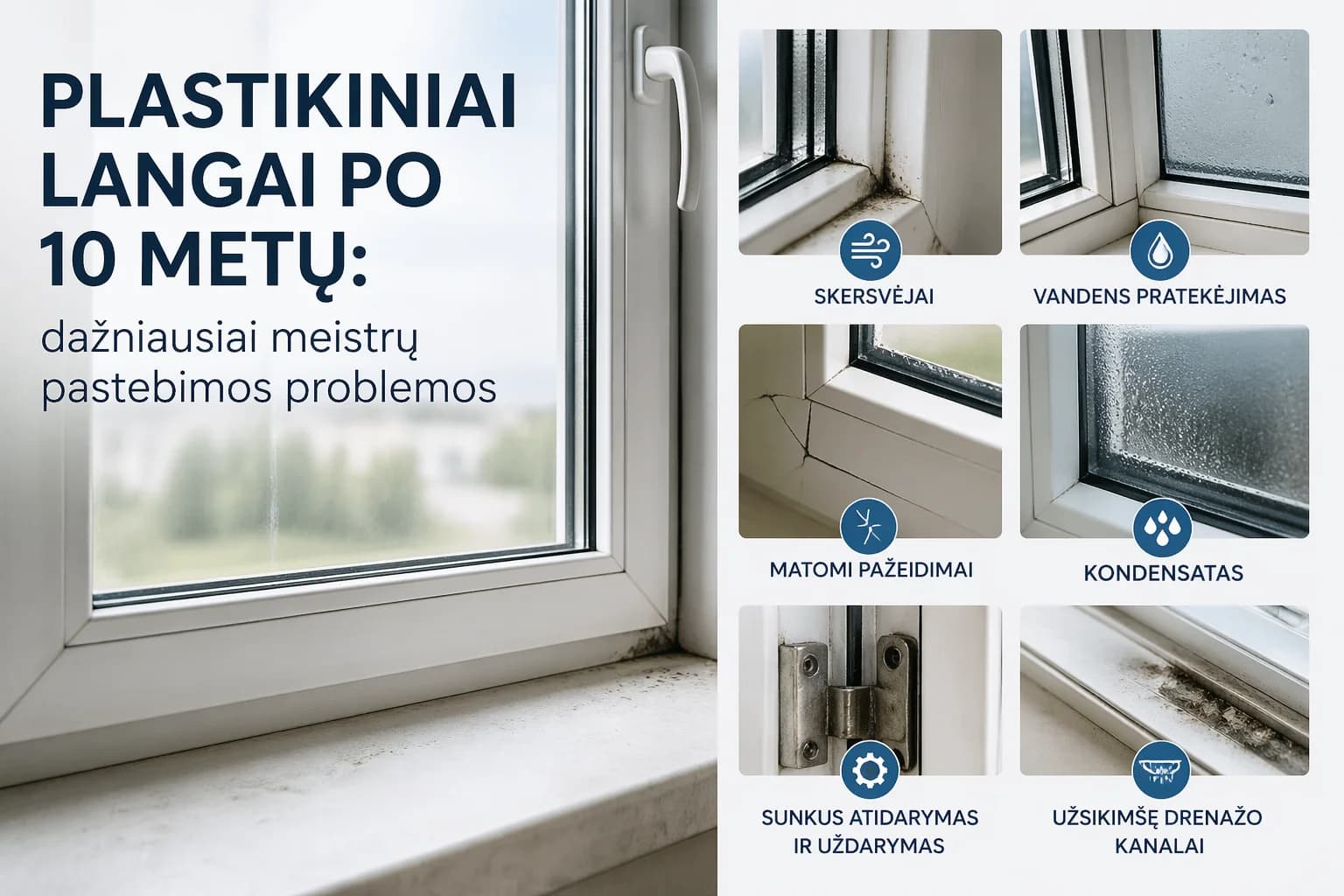 Plastikiniai langai po 10 metų – dažniausios problemos, remontas ir priežiūros patarimai